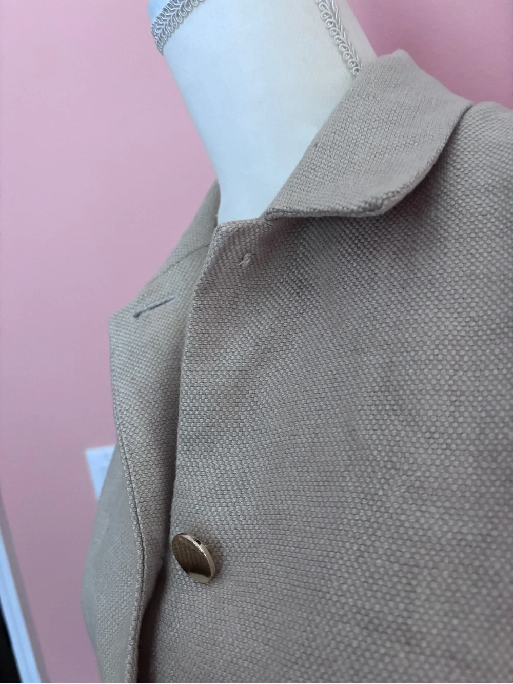 Theory Linen Blend Military Sleeveless Belted Mini Dress in Taupe - Picture 7 of 7